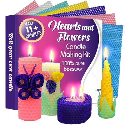 Candle Making Kit Beeswax - All-Inclusive DIY Colored Candle Making Kit for Adults and Kids - Candle Making Supplies Candle Maker - Beeswax Candles